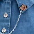 wooden teapot collar brooch