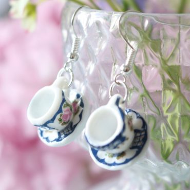 Teacup Drop Earrings-Navy... Teacup Drop Earrings-Navy...