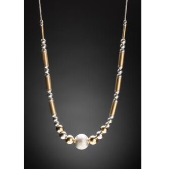 Half Beaded Silver and Gold Necklace