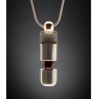 BBar 1 Silverstone Dimensions Garnet Pendant Necklace