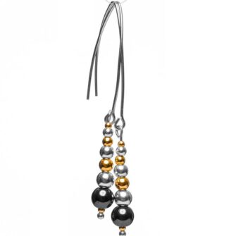 Beaded gold and silver earrings with hematite