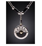 millennium pendant ebony, silver, gold, necklace