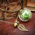 Ruby Robin Green Moss Orb with Acorn Charm