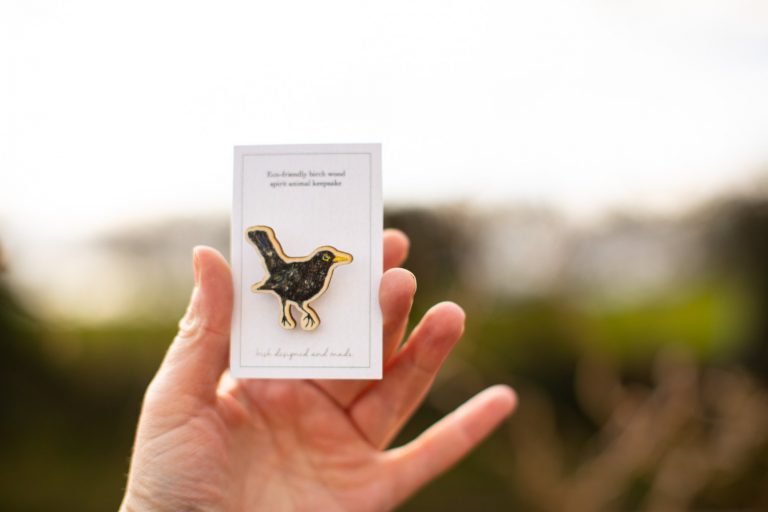 Blackbird Wooden Brooch