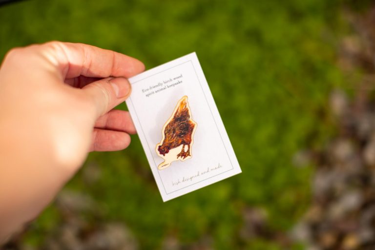 Hen Wooden Brooch Hen Wooden Brooch