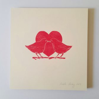 Love birds card Red