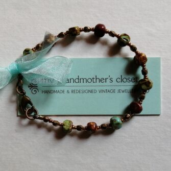 Vintage Venetian Scottish Agate Glass Bead Bracelet