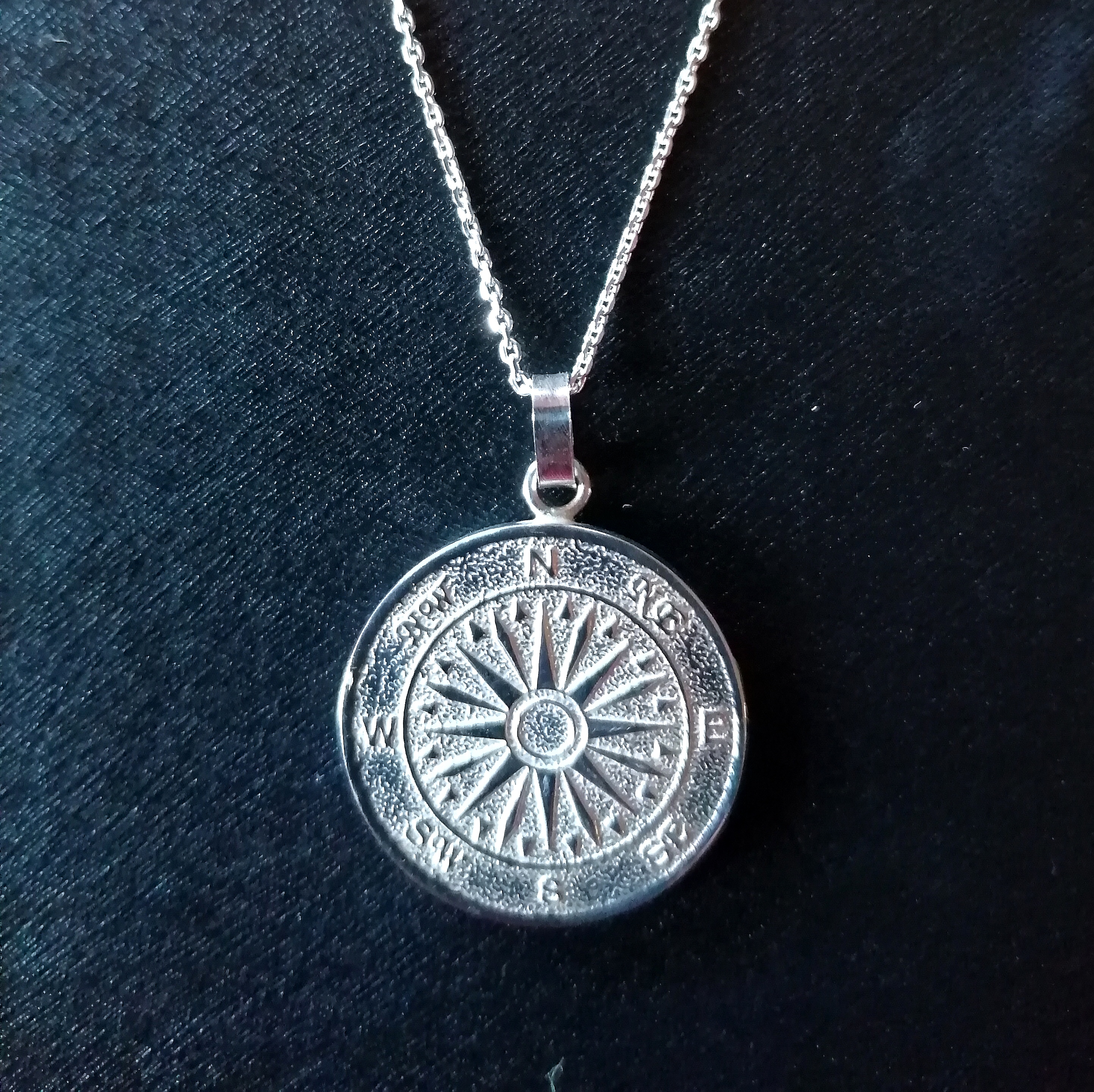 Silver Moon Compass Necklace
