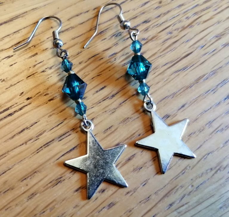 Teal Star Earrings