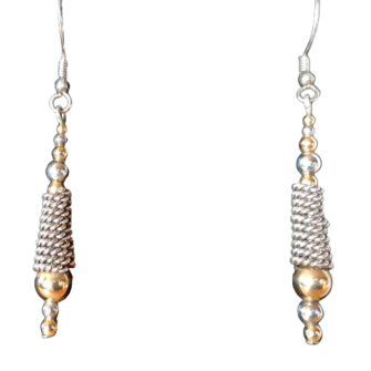 Silver earrings with Gold Beads