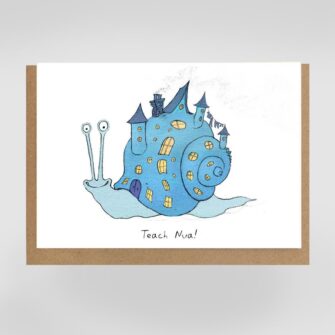 New Home Snail as Gaeilge, Teach Nua, greeting card in Irish