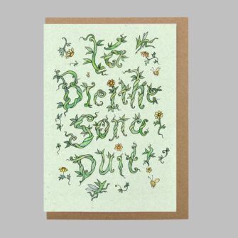 Cárta Gaeilge, Leafy Vines Birthday card in Irish, Lá Breithe Sona Duit, Happy Birthday greeting card in Irish