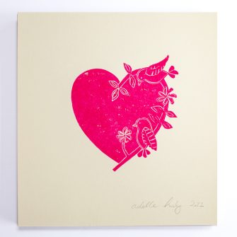 Lace Trim Heart print Pink