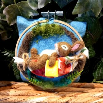 Rabbit in hammock felting workshop with Jenni Kilgallon